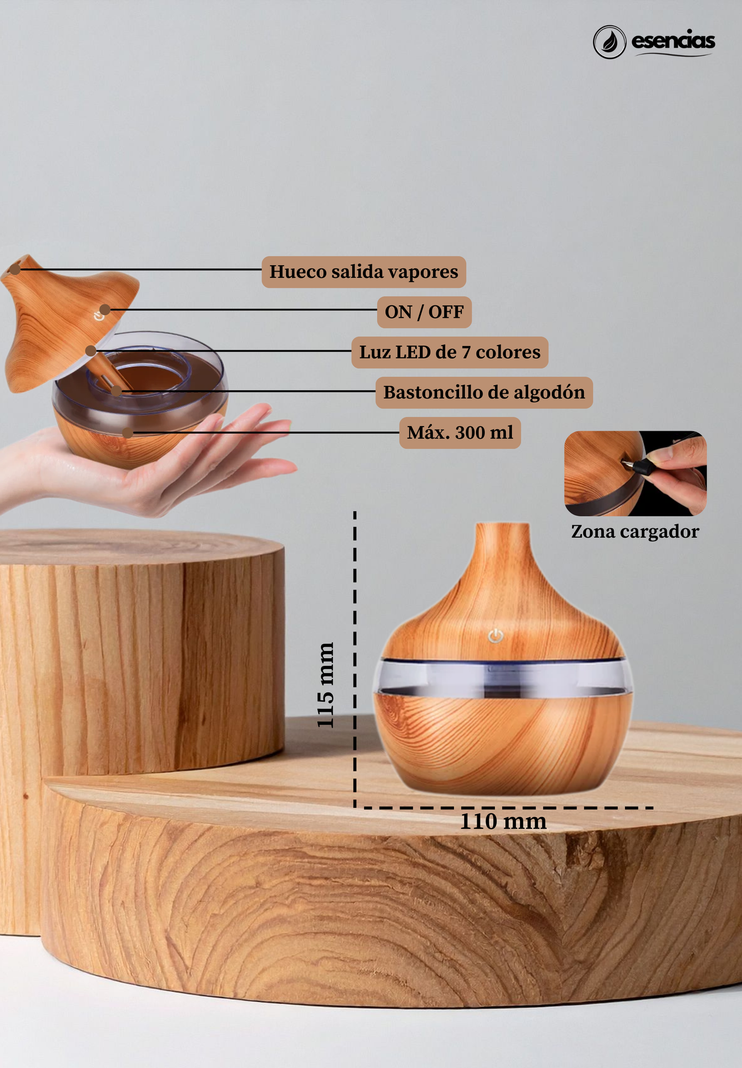 Humidificador Aromático de Madera – Relajación Natural y Bienestar en Tu Hogar