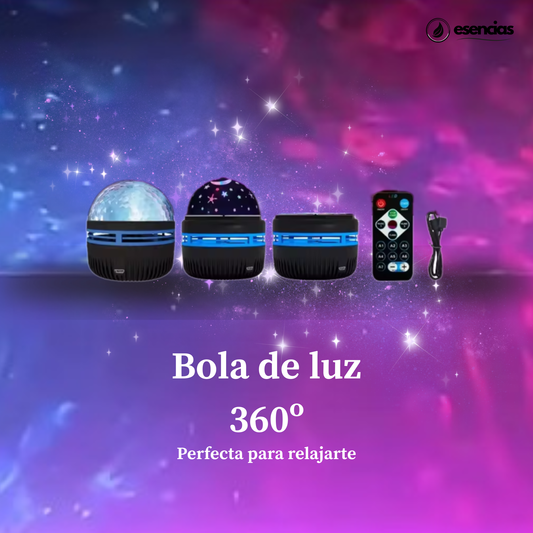 Bola de luz led 360º para habitación con inercia giratoria-formas de aurora y galaxia.