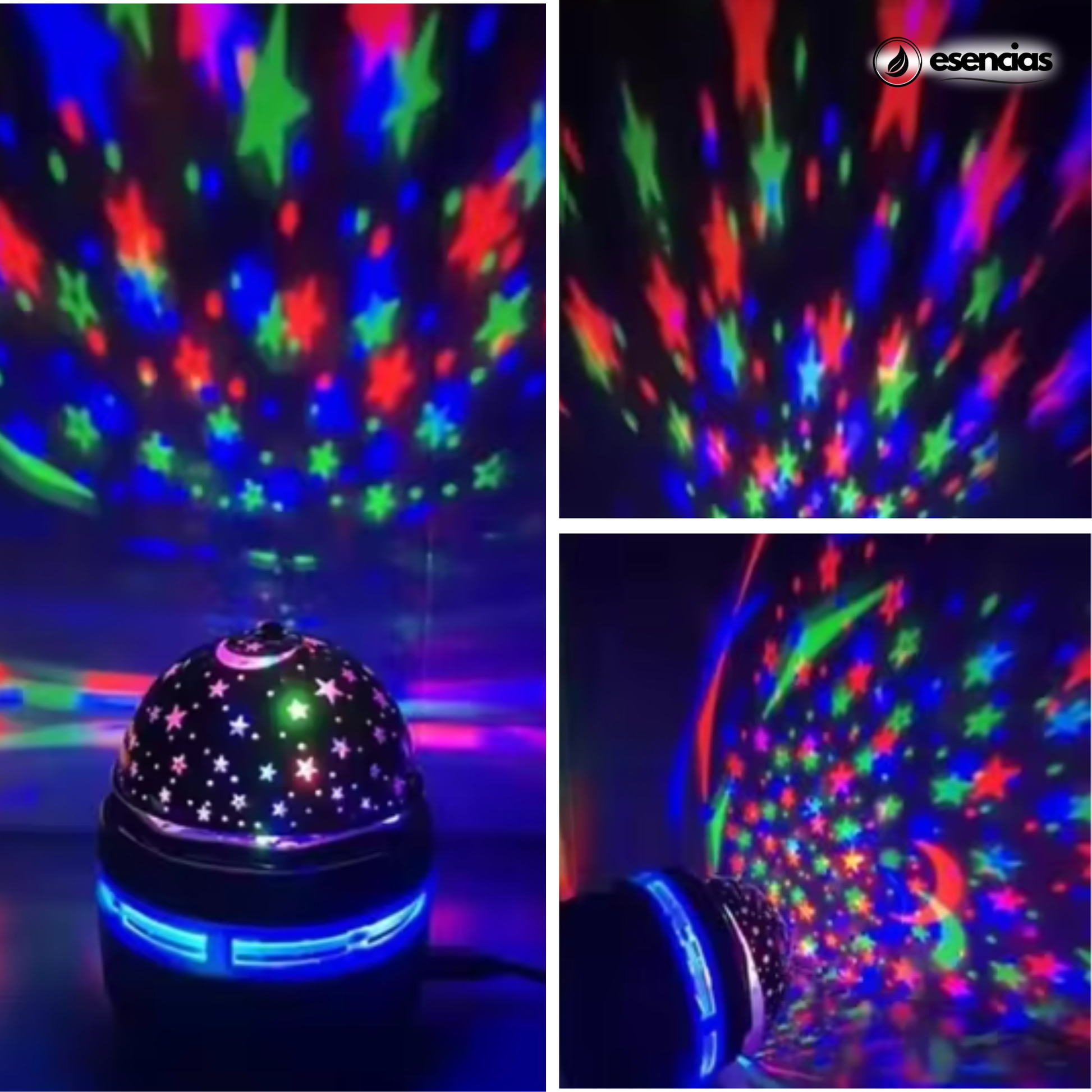 Bola de luz led 360º para habitación con inercia giratoria-formas de aurora y galaxia.