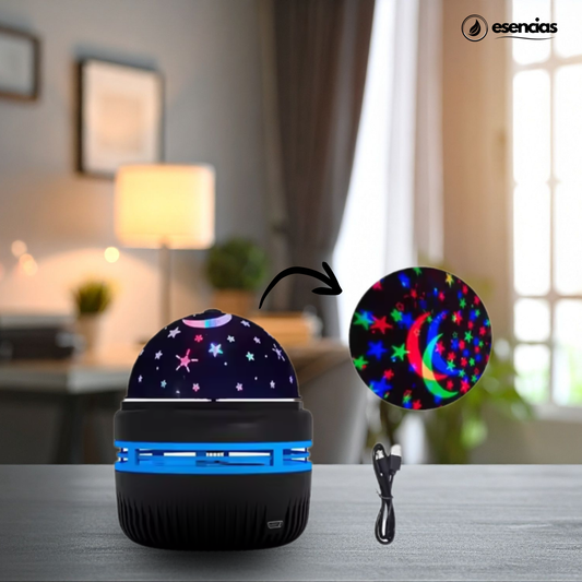 Bola de luz led 360º para habitación con inercia giratoria-formas de aurora y galaxia.