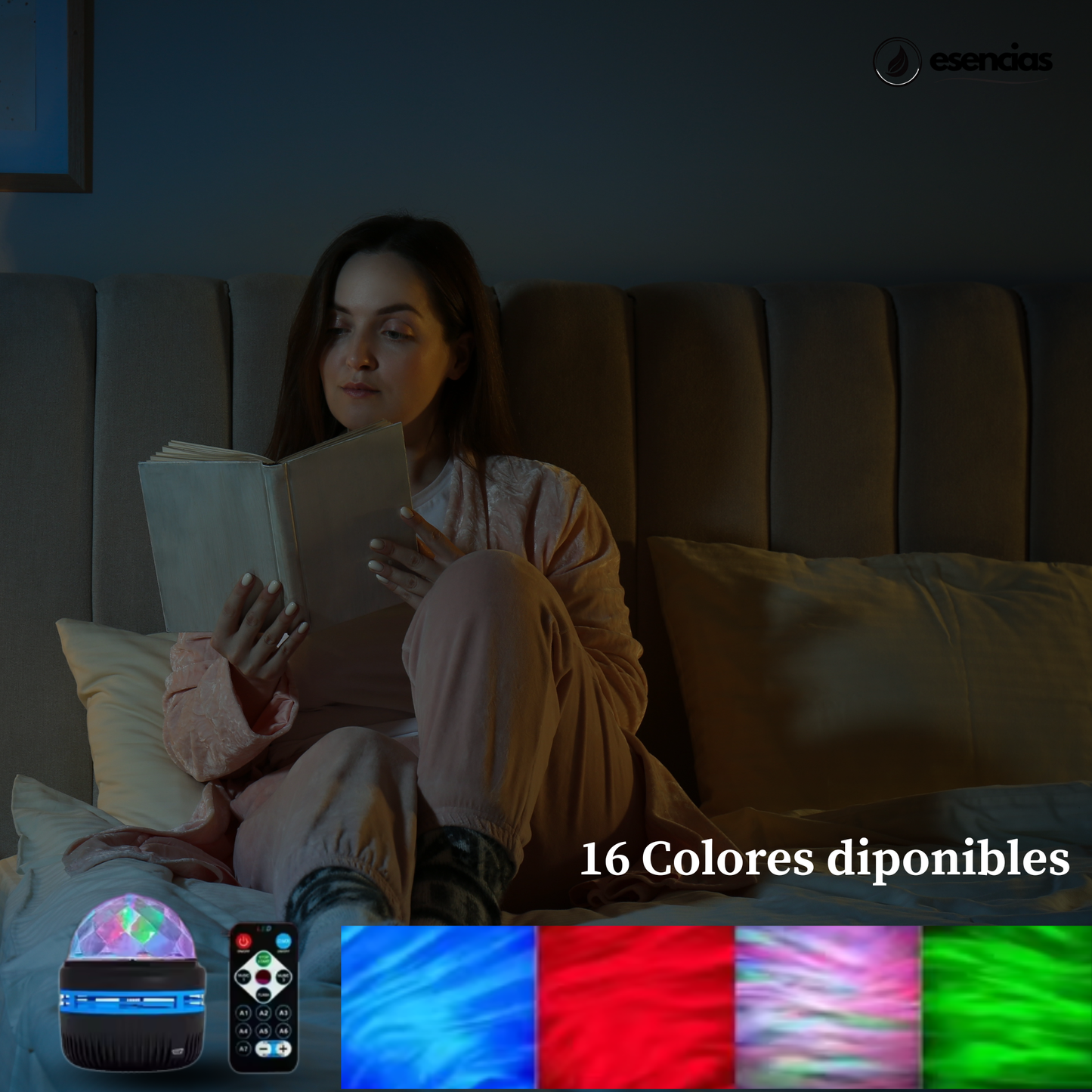 Bola de luz led 360º para habitación con inercia giratoria-formas de aurora y galaxia.